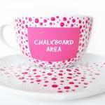 Pink Chalkboard Cup With Pink And Silver Dots,..