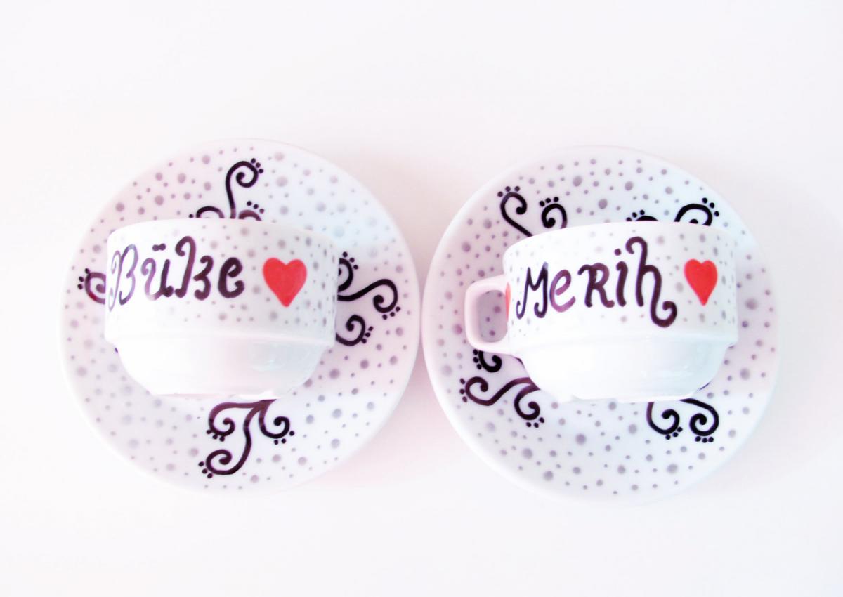 Valentine's Day Personalized Pair Of Cups For Couples, Mugs For Hearts